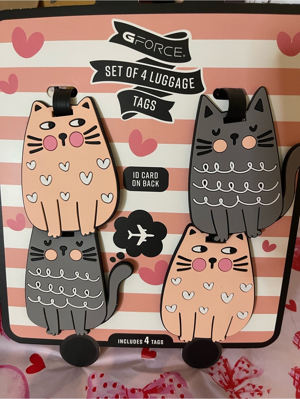 New set of four luggage tags ID card on back of 🐱 kittens